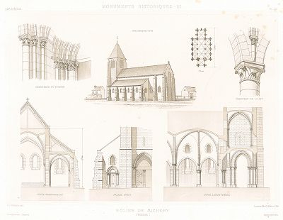 Церковь Сен-Лоран де Мишри (XII век). Archives de la Commission des monuments historiques, т.3, Париж, 1898-1903. 