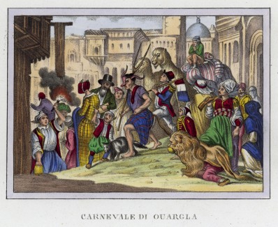 Карнавал в алжирском городе Оваргла (иллюстрация к L'Africa francese... - хронике французских колониальных захватов в Северной Африке, изданной во Флоренции в 1846 году)