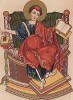 Евангелист Лука – первый иконописец, святой покровитель врачей и живописцев. С миниатюры из Евангелия, хранившегося в аббатстве Сен-Медар (из Les arts somptuaires... Париж. 1858 год)