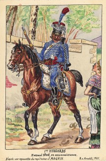 1805 г. Кавалерист 1-го полка французских гусар. Коллекция Роберта фон Арнольди. Германия, 1911-28
