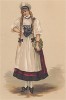 Маскарадный костюм "Швейцарка". Лист из издания "Fancy Dresses Described; Or, What to Wear at Fancy Balls", Лондон, 1887 год