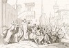 9 августа 1363 г. Леонардо Дандоло пытается усмирить восставших против владычества Венеции жителей Крита. Storia Veneta, л.52. Венеция, 1864