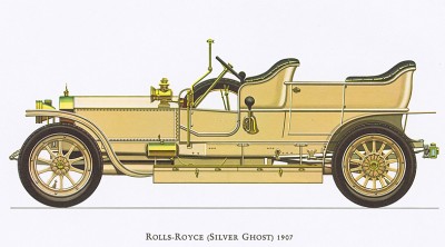 Автомобиль Rolls-Royce (Silver Ghost), модель 1907 года. Из американского альбома Old cars 60-х гг. XX в.