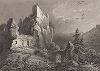 Вид на замок Сперберштайн в Баварии. Meyer's Universum, Oder, Abbildung Und Beschreibung Des Sehenswerthesten Und Merkwurdigsten Der Natur Und Kunst Auf Der Ganzen Erde, Хильдбургхаузен, 1840 год.