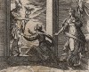 Меркурий превращает Аглавру в камень. Гравировал Антонио Темпеста для своей знаменитой серии "Метаморфозы" Овидия, л.20. Амстердам, 1606
