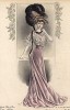 Платье цвета пепельной розы, корсет Мари-Луиз, шляпа, украшенная чёрным страусиным пером, - наряд из коллекции Bechoff-David (Les grandes modes de Paris за 1907 год).
