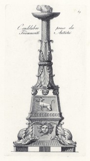 Античный канделябр (лист 69 из Manuale di vari ornamenti contenete la serie del candelabri antichi. Рим. 1790 год)