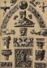 Элементы готического архитектурного декора, скульптуры и орнаментики (лист 41 альбома "Сокровищница орнаментов...", изданного в Штутгарте в 1889 году)