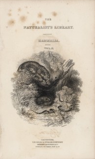 Титульный лист тома III "Библиотеки натуралиста" Вильяма Жардина, изданного в Эдинбурге в 1834 году и посвящённого Жоржу Кювье (на миниатюре тигрица обороняет потомство от змеи)