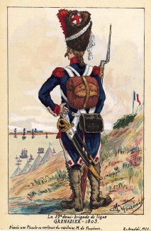 1803 г. Гренадер 57-ой полубригады французской линейной пехоты. Коллекция Роберта фон Арнольди. Германия, 1911-28