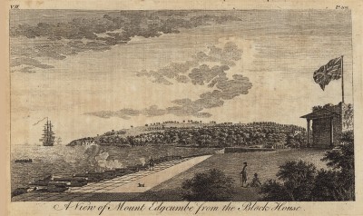 Вид на гору Эджкамб со стороны форта Блок-Хаус (из A New Display Of The Beauties Of England... Лондон. 1776 г. Том 2. Лист 403)