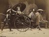 Рикша. Крашенная вручную японская альбуминовая фотография эпохи Мэйдзи (1868-1912). 