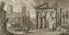 Гравюра Джузеппе Вази "Руины Форума Нервы". Ruine del Fore di Nerva. Лист из издания "Delle magnificenze di Roma antica e moderna ...", Рим, 1758. 