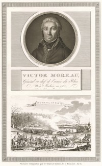 Жан-Виктор Моро (1763-1813) - сын адвоката, герой революционных войн Франции, главный соперник Наполеона. В 1804 г. выслан в Северную Америку за участие в заговоре Кадудуля-Пишегрю. В 1813 г. сражался против Франции, убит в битве за Дрезден. Париж, 1804