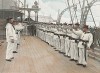 Упражнения с пистолетом на борту французского военного корабля. L'Album militaire. Livraison №8. Marine. La vie à bord. Париж, 1890