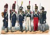 Униформа французской лёгкой пехоты с 1789 по 1841 гг. Costumes de l'armée française depuis Louis XIV, jusqu'à nos jours, л.26. Париж, 1841