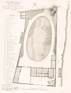 Регулярный парк в имении господина Лоста на берегу реки Эсон, департамент Сена и Уаза. F.Duvillers, Les parcs et jardins, т.II, л.6. Париж, 1878