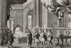 Иосиф у ложа умирающего отца (из Biblisches Engel- und Kunstwerk -- шедевра германского барокко. Гравировал неподражаемый Иоганн Ульрих Краусс в Аугсбурге в 1700 году)