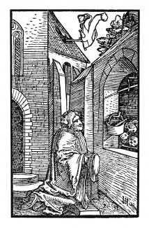 Молитва за умерших. Иллюстрация Ганса Шауфелейна к Via Felicitatis. Издал Johann Miller, Аугсбург, 1513