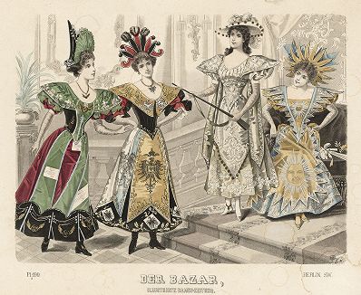 Маскарадные костюмы 1896 года из январского номера журнала Der Bazar. 