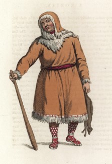 Охотник коряк (лист 53 иллюстраций к известной работе Эдварда Хардинга "Костюм Российской империи", изданной в Лондоне в 1803 году)
