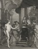 Договор в Ангулеме. 30 апреля 1619 г. королева помирилась с сыном Людовиком XIII. Гермес, посланец Олимпийских богов, протягивает ей символ мира - оливковую ветвь. Гравюра с картины Питера Пауля Рубенса.