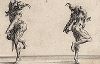 Панталоне, повернувшиеся спинами друг к другу. Офорт Жака Калло из сюиты Capricci De Varie Figures (Флорентийская серия), ок. 1617 гг. 