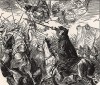 Виньетка к шестой песне «Палладиума». Граф Фридрих Рудольф фон Роттенбург (1710-51) во главе пруссаков сражается с австрийской армией герцога Карла Лотарингского (1712-80). В небесах на прусской стороне воюют Святой Хедвиг и Святая Женевьева.