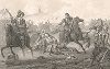 Тридцатилетняя война. Битва при Лютцене (16.11.1632). Шведский король Густав II Адольф, возглавлявший атаку Смолландского кавалерийского полка, гибнет от рук имперских кирасир. Trettioariga kriget. Стокгольм, 1847