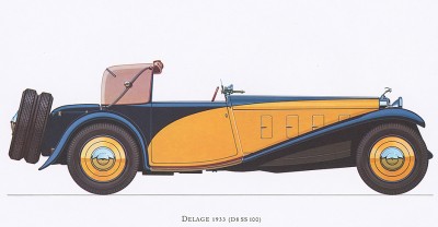 Автомобиль Delage (D8 SS 100), модель 1933 года. Из американского альбома Old cars 60-х гг. XX в.