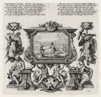 Самуил убивает Агага, царя амаликийского (из Biblisches Engel- und Kunstwerk -- шедевра германского барокко. Гравировал неподражаемый Иоганн Ульрих Краусс в Аугсбурге в 1700 году)