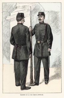 Парижские "стражи тишины" в униформе 1890-х гг. Ville de Paris. Histoire des gardiens de la paix. Париж, 1896