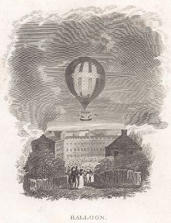 Торжественный полет на воздушном шаре при скоплении ликующей публики. Гравюра начала XIX века. 