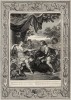 Мелеагр подносит Атланте охотничий трофей — голову и шкуру вепря (лист известной работы "Храм муз", изданной в Амстердаме в 1733 году)