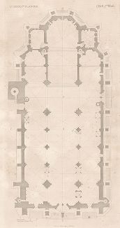 Регенсбургский собор, лист 1 (общий план). Die Architectur des Mittelalters in Regensburg..., Нюрнберг, 1834-39 гг. 