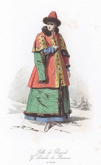 Дочь боярина великого княжества Московского. Лист 40 из "Modes et Costumes historiques", Париж, 1860 год