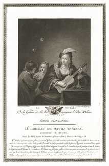 Гитаристка работы Давида Тенирса Младшего. Лист из знаменитого издания Galérie du Palais Royal..., Париж, 1808
