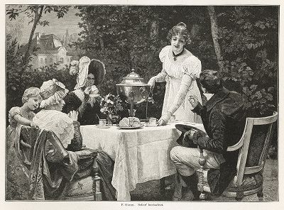 Чаепитие в саду. Moderne Kunst..., т. 9, Берлин, 1895 год. 
