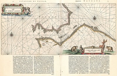 Пролив Югорский шар. Fretum Nassovium vulgo de Straet Nassou. Составил Виллем Блау для Atlas Major. Амстердам, 1662