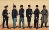 Офицеры вспомогательных частей голландской армии; военные медики - санитар, военврач и фармацевт; солдат колониального резерва в зимней форме одежды