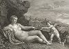 Венера и Амур работы Пальмы Старшего. Лист из знаменитого издания Galérie du Palais Royal..., Париж, 1808