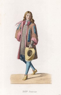 Ливрейный лакей эпохи Людовика XIV (лист 121 работы Жоржа Дюплесси "Исторический костюм XVI -- XVIII веков", роскошно изданной в Париже в 1867 году)