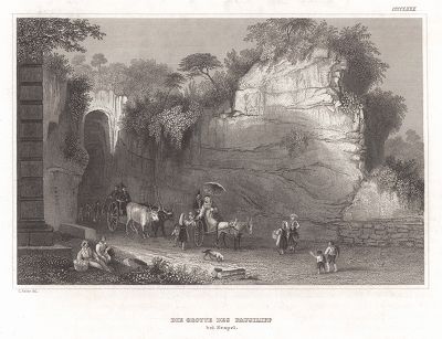 Пещера Позиллипо в Неаполе. Meyer's Universum..., Хильдбургхаузен, 1844 год.