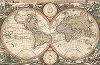 Карта мира середины XVII века. Orbis Terrarum Tabula Recens Emendata et in Lucem. Составил Николя Вишер, Амстердам, 1663. 