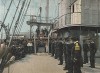 Упражнения на турнике на борту французского военного корабля. L'Album militaire. Livraison №9. Marine. La vie à bord. Париж, 1890