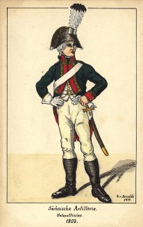 1803 г. Офицер артиллерии королевства Саксония. Коллекция Роберта фон Арнольди. Германия, 1911-29