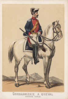 Испанский конный жандарм в парадной форме образца 1860 года (из альбома литографий L'Espagne militaire, изданного в Париже в 1860 году)