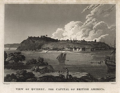 Вид на город Квебек - столицу Британской Америки. A New Geographical Dictionary. Лондон, 1820