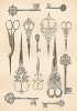 Ножницы в форме цапли и ключи из кованого железа в средневековом стиле, выполненные английскими мастерами (Каталог Всемирной выставки в Лондоне. 1862 год. Том 1. Лист 39)