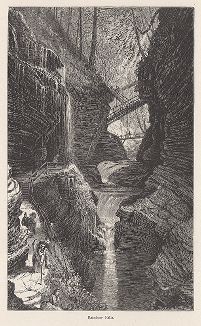 Цепь водопадов Радуга, штат Нью-Йорк. Лист из издания "Picturesque America", т.I, Нью-Йорк, 1872.
